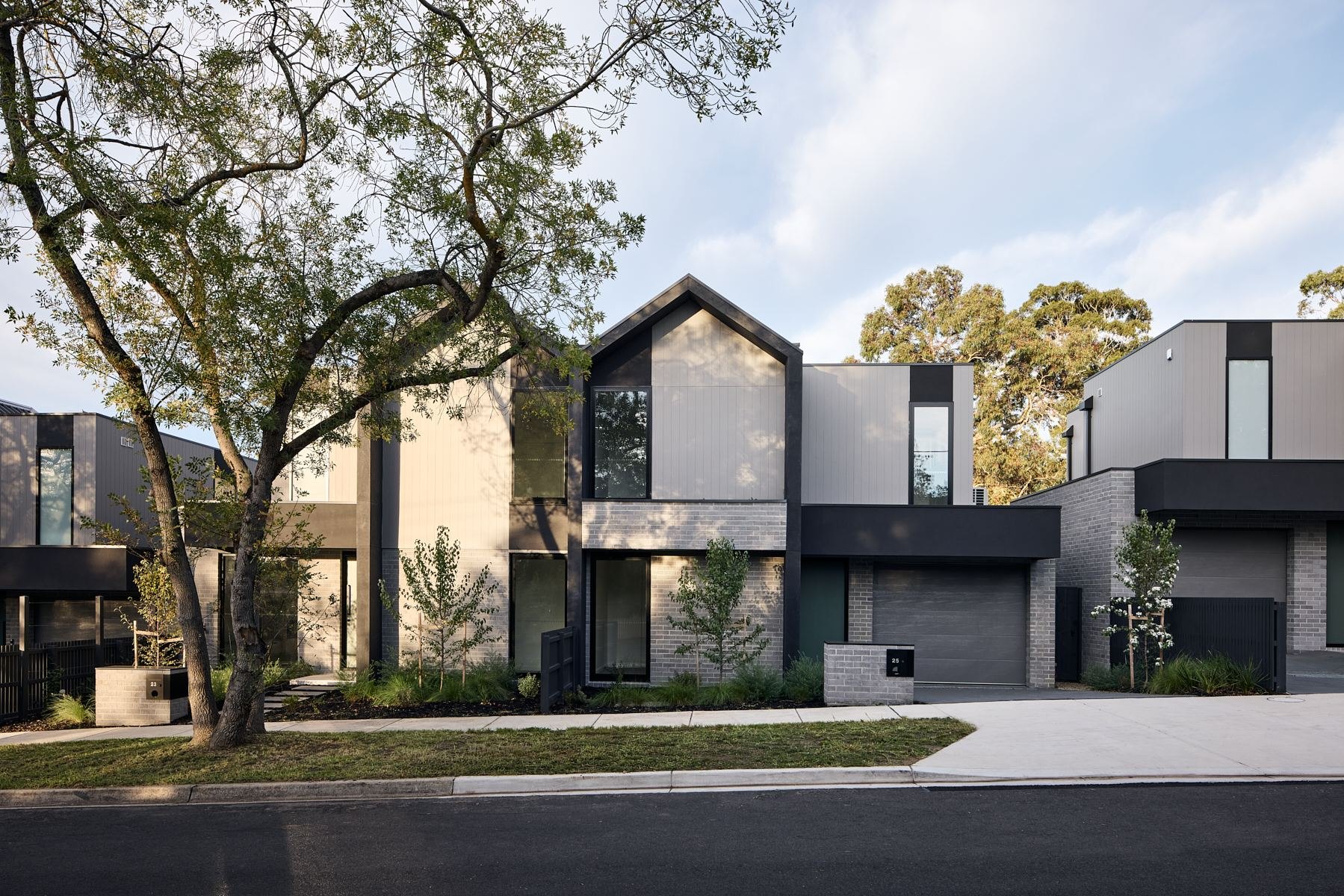 Completed townhouse development, street elevation