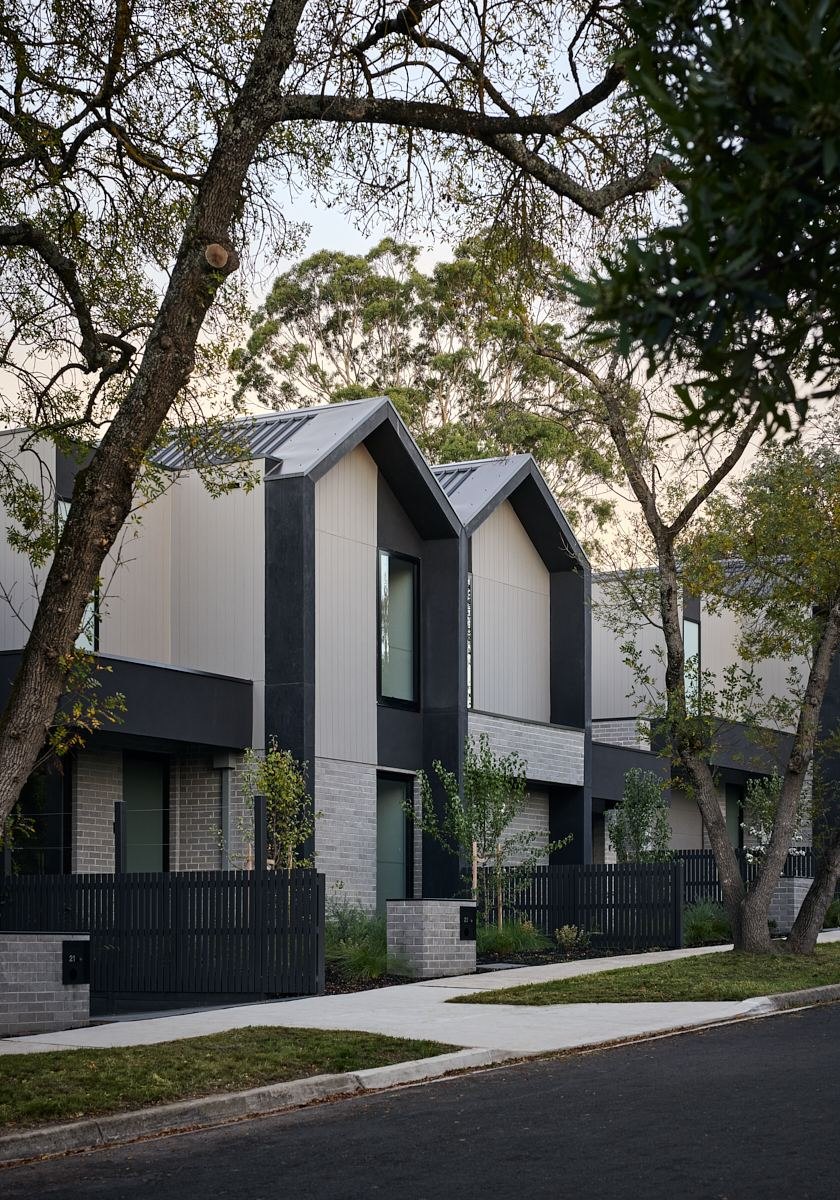 Peridot Place, VIC — completed townhouses, street elevation